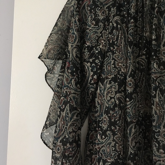 JOIE Kriston Black Print Chiffon Tiered Ruffle Sleeve Blouse XS - Picture 4 of 7